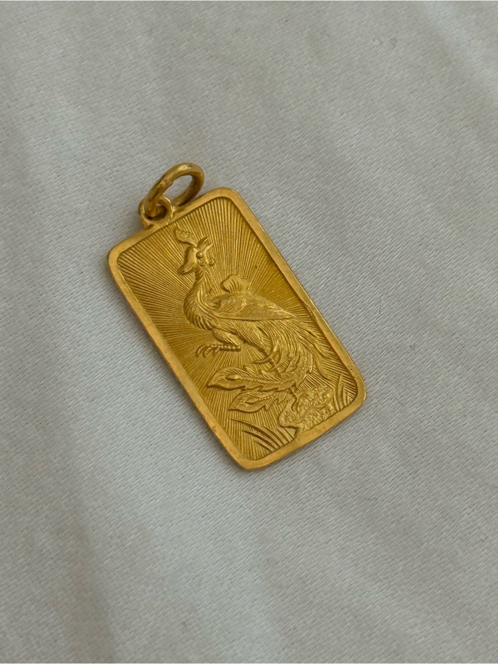 24k solid yellow gold vintage Dragon and Phoenix Pendant - Picture 2 of 4